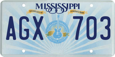MS license plate AGX703