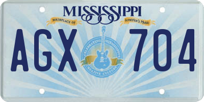 MS license plate AGX704