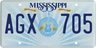 MS license plate AGX705