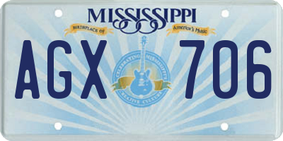MS license plate AGX706