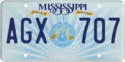 MS license plate AGX707