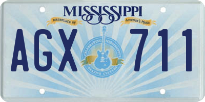 MS license plate AGX711