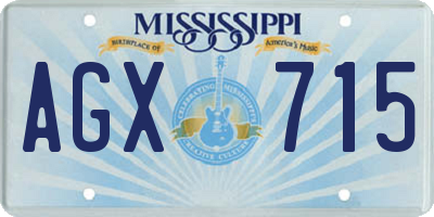 MS license plate AGX715