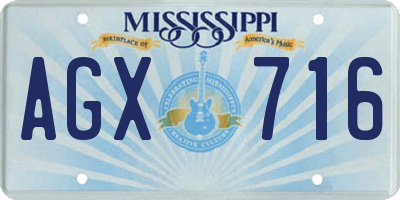 MS license plate AGX716