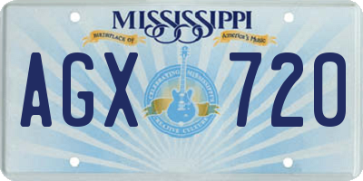 MS license plate AGX720