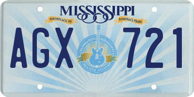 MS license plate AGX721