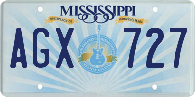 MS license plate AGX727