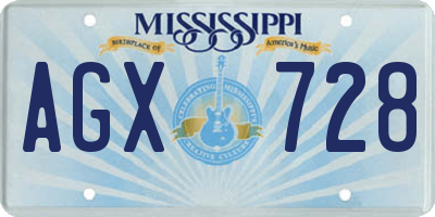 MS license plate AGX728