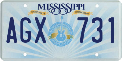 MS license plate AGX731