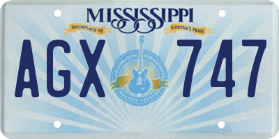 MS license plate AGX747
