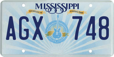 MS license plate AGX748