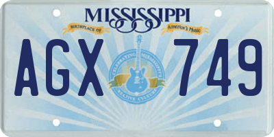 MS license plate AGX749