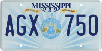 MS license plate AGX750