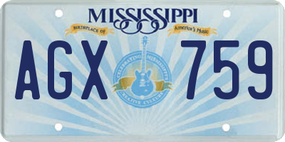 MS license plate AGX759