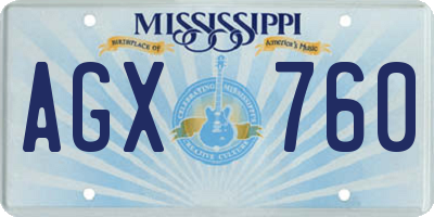 MS license plate AGX760