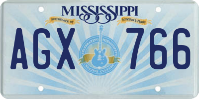 MS license plate AGX766