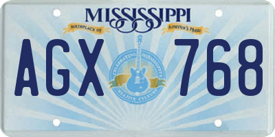 MS license plate AGX768