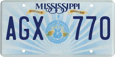 MS license plate AGX770