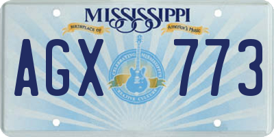 MS license plate AGX773