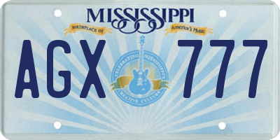 MS license plate AGX777