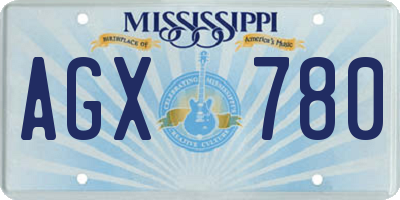 MS license plate AGX780