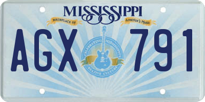 MS license plate AGX791