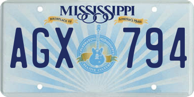 MS license plate AGX794
