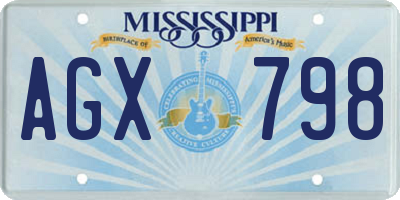 MS license plate AGX798