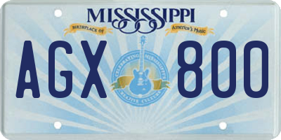 MS license plate AGX800