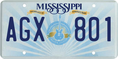 MS license plate AGX801