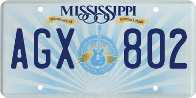 MS license plate AGX802