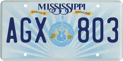 MS license plate AGX803