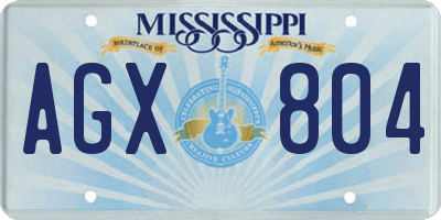 MS license plate AGX804