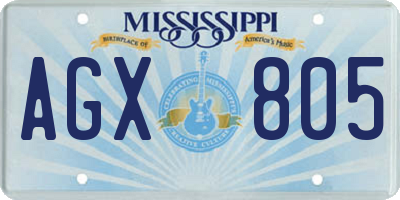 MS license plate AGX805