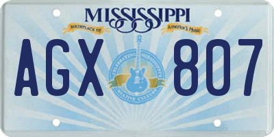 MS license plate AGX807