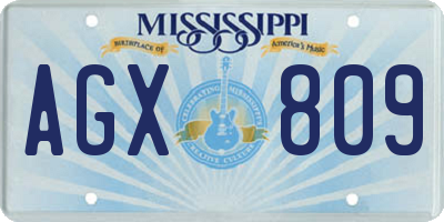 MS license plate AGX809