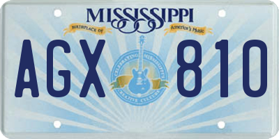 MS license plate AGX810