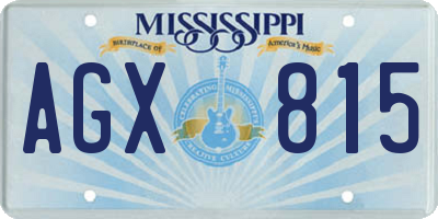 MS license plate AGX815