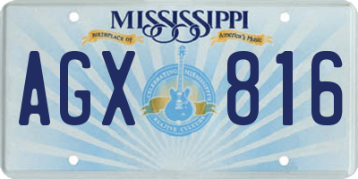 MS license plate AGX816