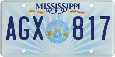 MS license plate AGX817