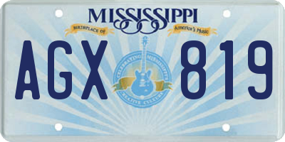MS license plate AGX819