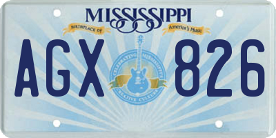 MS license plate AGX826