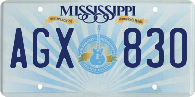 MS license plate AGX830