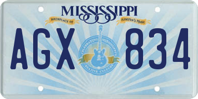 MS license plate AGX834