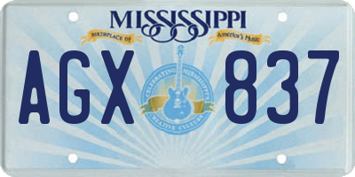 MS license plate AGX837