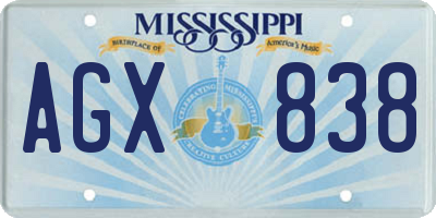 MS license plate AGX838