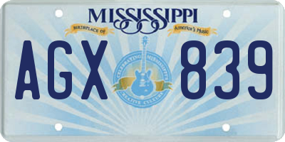 MS license plate AGX839