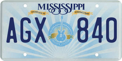 MS license plate AGX840
