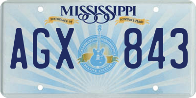 MS license plate AGX843