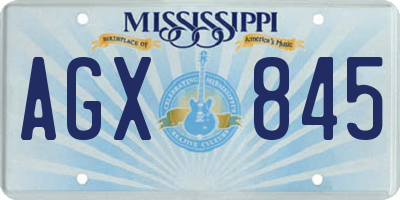MS license plate AGX845